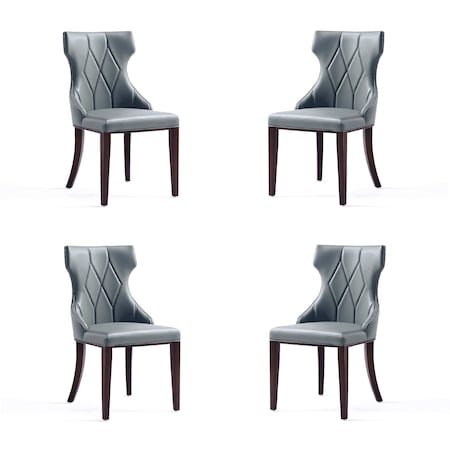 Manhattan Comfort Reine Faux Leather Dining Chair in Pebble Grey- Set of 4 2-DC007-PE